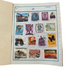 Vintage Global Stamp Collection Booklet - 15 Pages Unique Stamps Post Marked